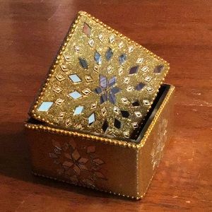 Gold Glitter & Mirror Trinket Box
